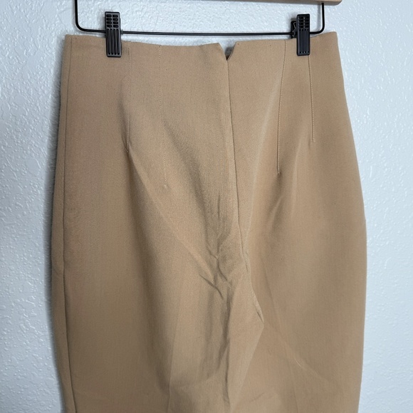 Zara Tan straight leg pants with pleating at top Size Medium -cp - Picture 6 of 7
